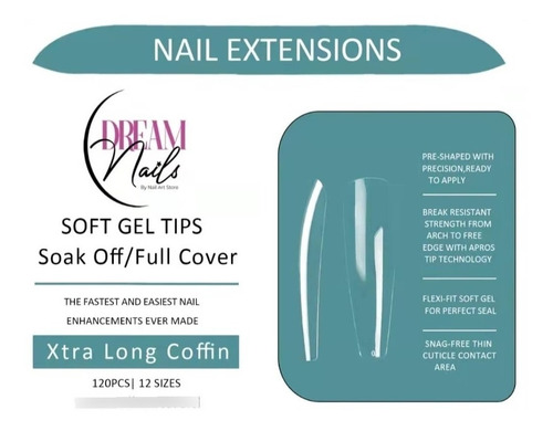 Caja De 120 Soft Gel Tips Soak Off Marca Dream Nails