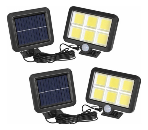 Pack 2 Focos Solares Con Control Focos Led Sensor Movimiento