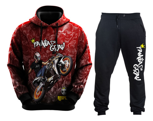 Conjunto De Moletom Blusa E Calça Família Do Grau Moto 244