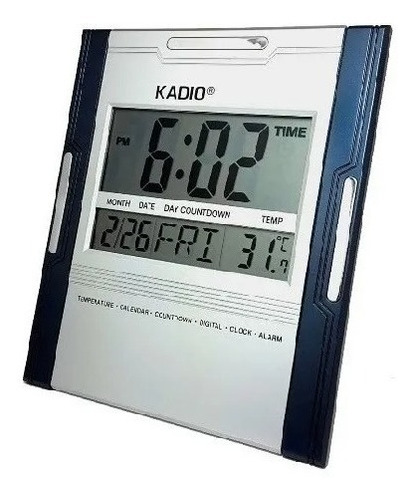 Reloj Digital Temperatura Pared Cuadrado Kadio Kd-6618 Gris