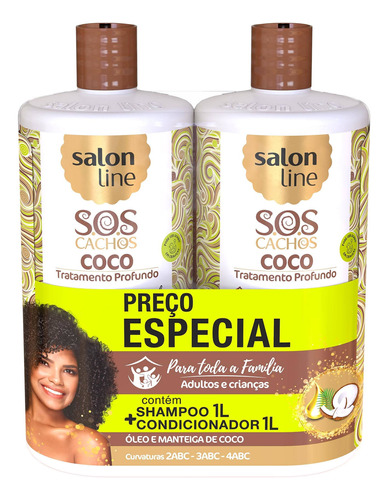 Kit Shampoo E Condicionador Coco Salon Line Sos Cachos