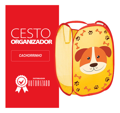 Cesto Organizador Porta Treco Brinquedos Roupas Cachorrinho