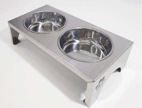 Comedouro/bebedouro Elevado Inox Duplo Cães - Dog 2