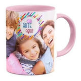 Caneca Alça Rosa Personalizada Com Sua Foto Arte Frase