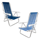 2 Cadeiras De Praia Piscina Alumínio Reclinável 8 Posições
