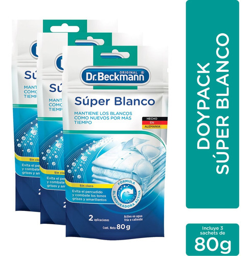 Doy Pack Super Blanco Intenso 80g 3pz Dr. Beckmann