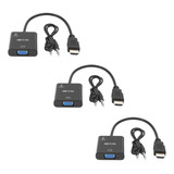 Kit 3pz Cable Adaptador Convertidor Hdmi A Vga Con Audio 3.5
