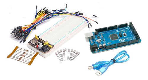 Kit Básico Inicio Mega2560 R3 Protoboard Cables Led Resistor