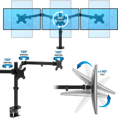 Mount-it! Soporte Triple Para Monitor | 3 Pantallas De Compu