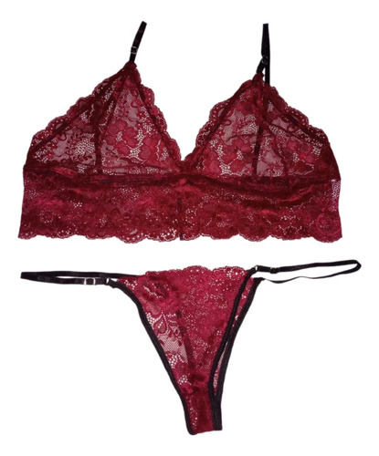 Conjunto Bralette Corpiño Encaje Colaless Lenceria Femenina