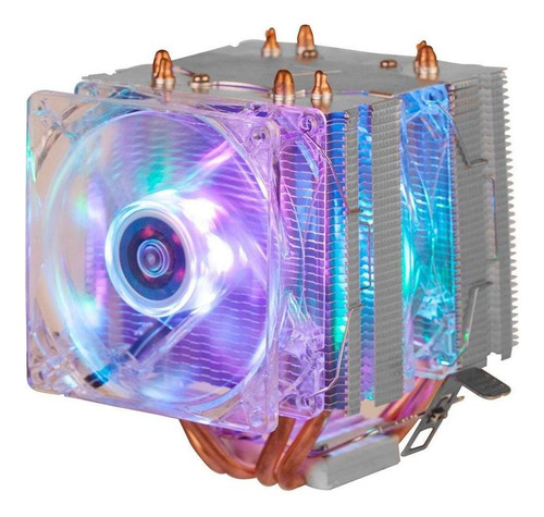 Cooler Fan Duplo Gamer 6 Leds Argb Pata Cpu Universal Intel