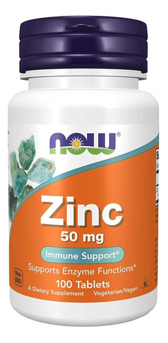 Now Foods Gluconato De Zinc 50mg 100 Tabs Sin Sabor