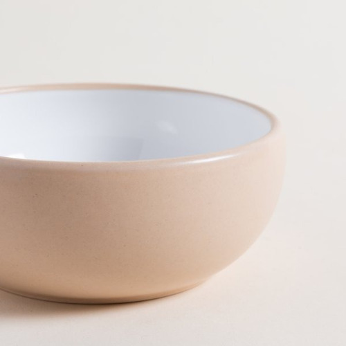 Bowl Compotera Korba Blanco Brilloso Con Beige De 15cm