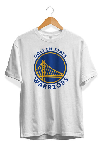 Remera Basket Nba Golden State Warriors Blanca Logo Completo