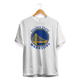 Remera Basket Nba Golden State Warriors Blanca Logo Completo
