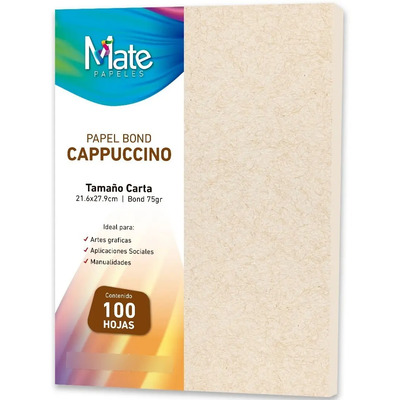 Mate | Papel Bond Cappuccino | Tamaño Carta | 100 Hojas Color Marrón Claro | MercadoLibre