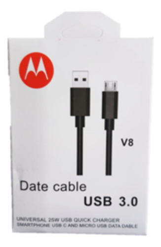 Motorola Usb 3.0 Cable Usb De Carga Rápida, Con Conector Micro Usb. Color Negro
