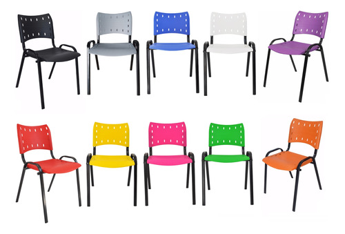 Cadeira Iso Comercial Coloridas Empilhavel Kit Com 10