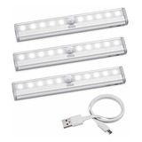 Luz Armario Led, Sensor Movimiento, Recargable Usb - Pack 3