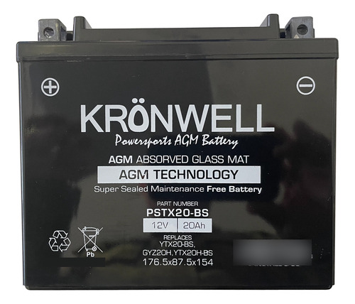 Bateria Gel Kronwell Arctic Cat 700 Mudpro 6/20 Ytx20 + Izq