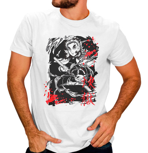 Playera Kyojuro Rengoku Anime Demon Slayer Para Hombre #85