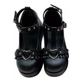 Zapatos Lolita Bowknot Platform Punk Gótico Oscuro Sap [u]