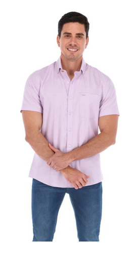 Camisa De Vestir Para Hombre Manga Corta Color Lavanda 