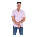 Camisa De Vestir Para Hombre Manga Corta Color Lavanda 