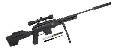 Carabina 5,5mm Luneta 4x32 Pressão Sniper Sag Black Ops