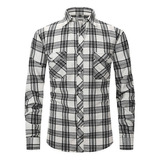 Camisa De Hombre Slim Fit A Cuadros Cepillados