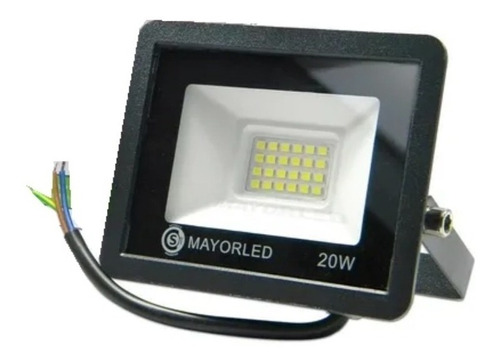 Reflector Led Mayorled Reflector Led 20w Con Luz Blanco Frío Y Carcasa Negro 220v