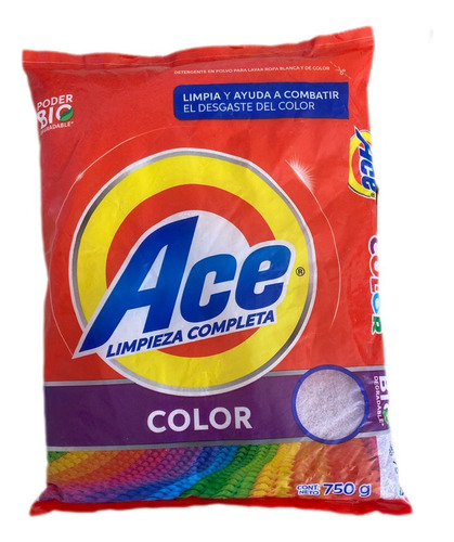 Detergente En Polvo Ace Color 750gr Caja Con 8 Pz