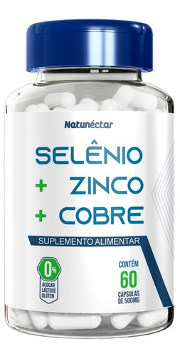 Selênio + Zinco + Cobre Quelatos 60 Cápsulas Natunéctar Sabor Sem Sabor