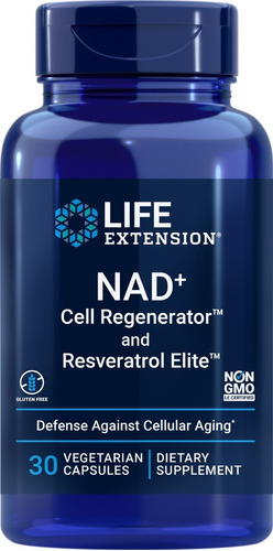 Life Extension, Nad+ 300mg Con Resveratrol, 30 Cápsulas Sabor Sin Sabor