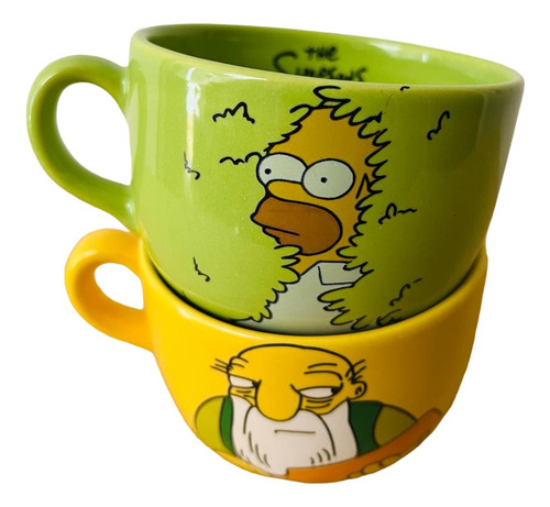 Taza Tazón Pack 2 Los Simpsons Homero Gaspar Cerámica Combo