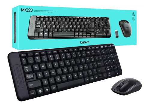 Teclado E Mouse Logitech Mk220 Sem Fio, Abnt 2, Preto