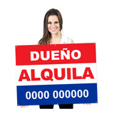 Cartel Grande Dueño Alquila 80x60cm Con Tus Datos X 3 U.