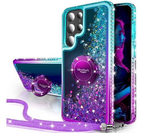 Funda Para Samsung Galaxy S22 Ultra - Verde/violeta Brillos