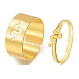 Anillo Juego 2 Unds Serpiente De Acero Color Oro Para Mujer