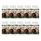 Kit 10 Potes Vitamina K2 Mk7 120mcg 60 Cápsulas Original