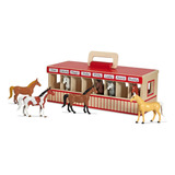 Melissa & Doug Juego De Establo Para Exhibir Caballos,