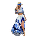 Conjunto Feminino Saida De Praia Saia E Cropped Saidas Praia