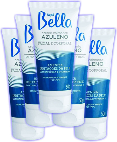 Kit 5 Creme Azuleno Pós Depilação Pós Barba 50g Depilbella