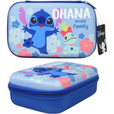 Estuche Escolar Moldeado Disney Stitch Ohana Color Azul