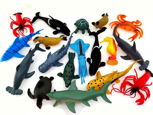 Kit Animais Brinquedo Fundo Do Mar Baleia Tubarão Tartaruga