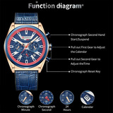 Reloj Curren Leather Business Con Cronógrafo Y Calendario, Color Del Bisel: Azul Plateado