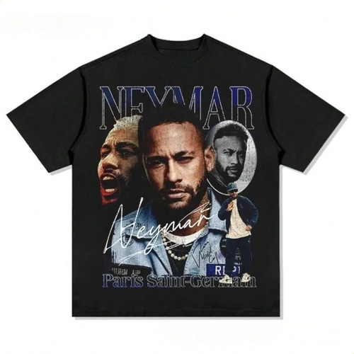 Camiseta Vintage Con Collage De Rap Del Psg De Neymar
