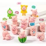 Figuras En Miniatura Con Forma De Cerdito Rosa, 13 Piezas, D