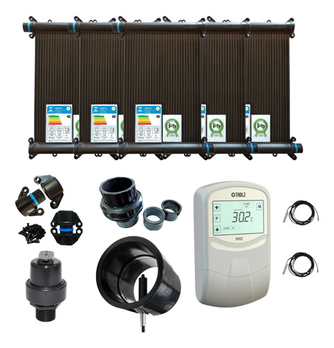 Kit Aquecedor Solar Piscina 6 Placas 3mt+ Contr Tholz+valvs