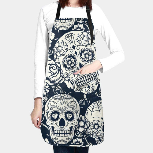 Delantal Impermeable De Calaveras De Azúcar Para Adult...